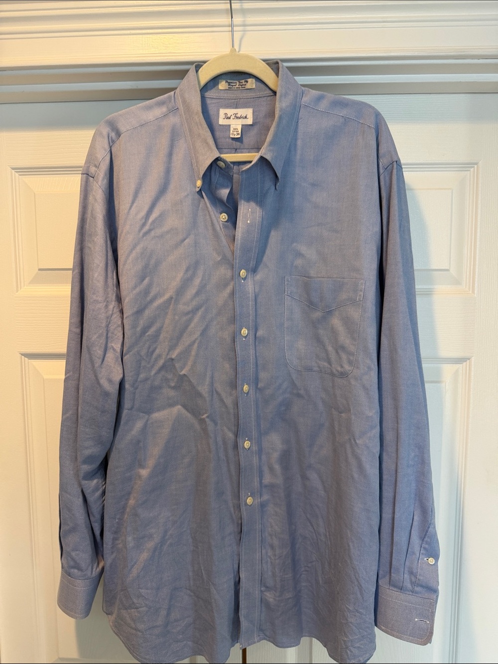 Paul Fredrick Men's Sky Blue Button-Down Dress Shirt